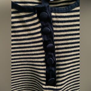 H&M tan and black striped sleeveless top with Henley style button front